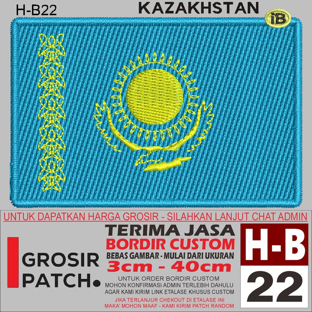FL-22 EMBROIDERED PATCH LOGO H-B22 KAZAKHSTAN FLAG/FLAG