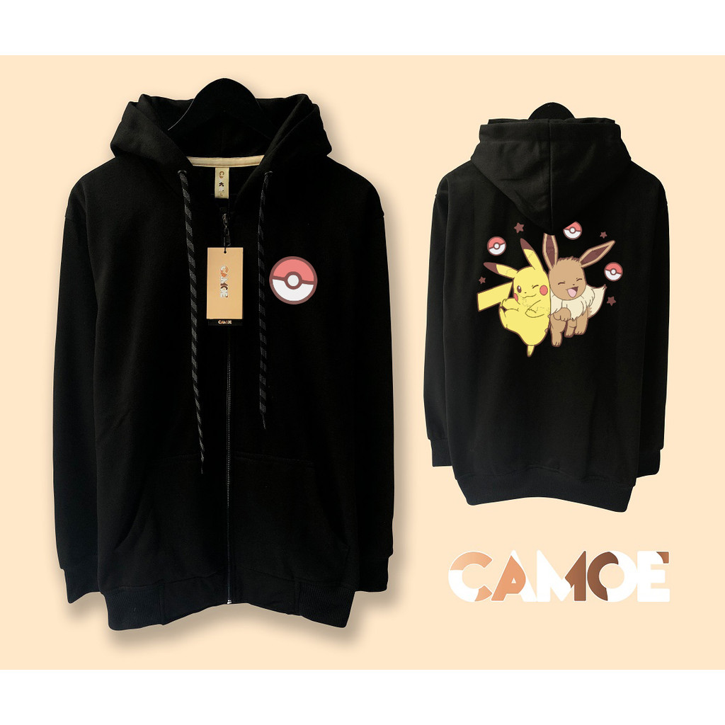 Pokemon Pikachu Vs Eevee น่ารัก Pokeball UT Zipper Hoodie Jacket
