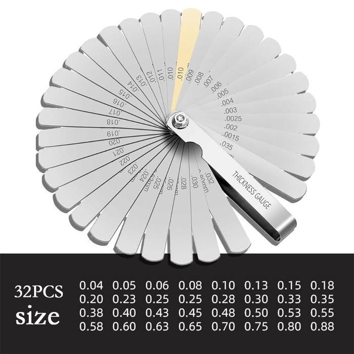 32 ใบมีดรวม Feeler Gauge เมตริก Imperial Gapped Filler วัด