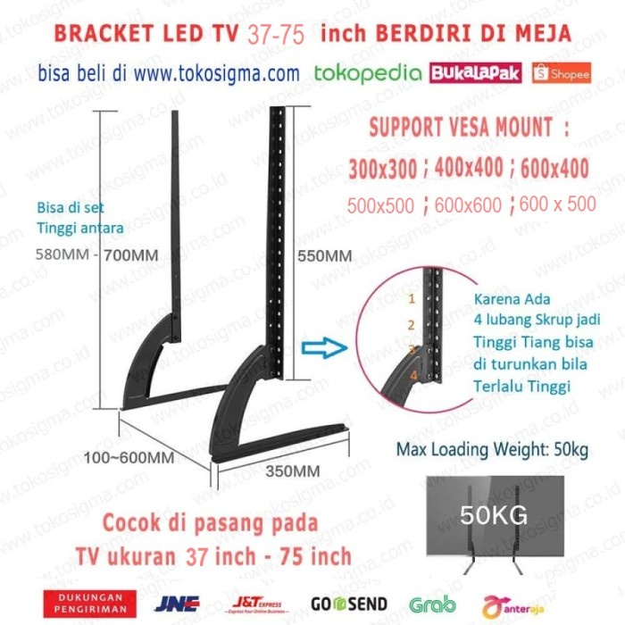 UNIVERSAL TV02 LED TV 32-75 INCH STAND DESK BRACKET