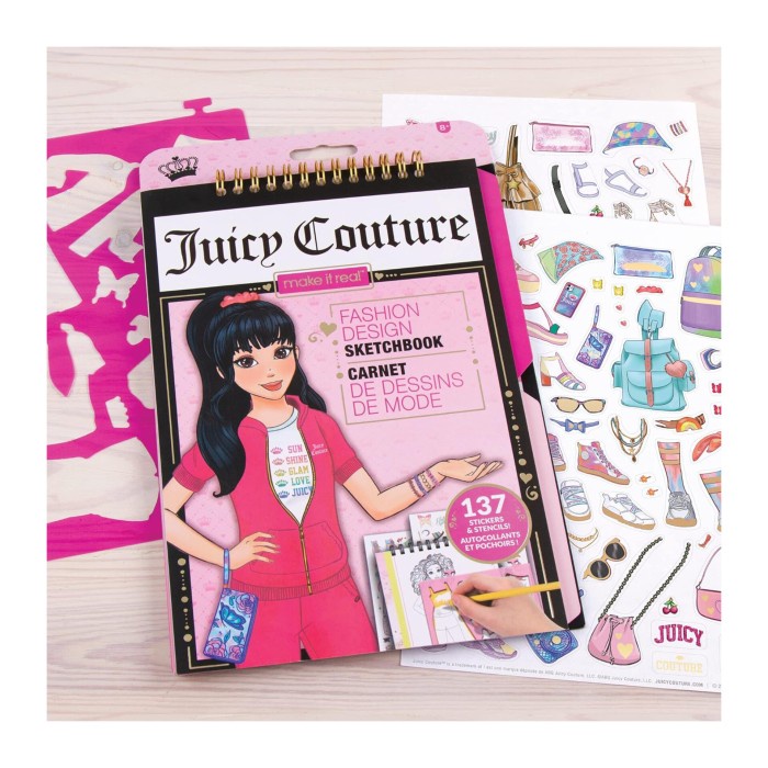 Make it Real Juicy Couture City Style Blooming Pastel Kitty Sketchbook