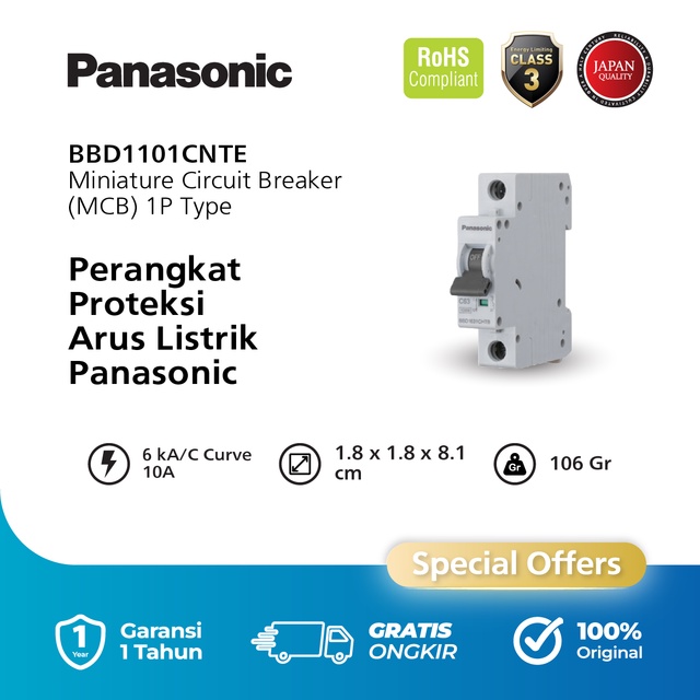 Panasonic MCB 6kA 1P1E 10A C Type