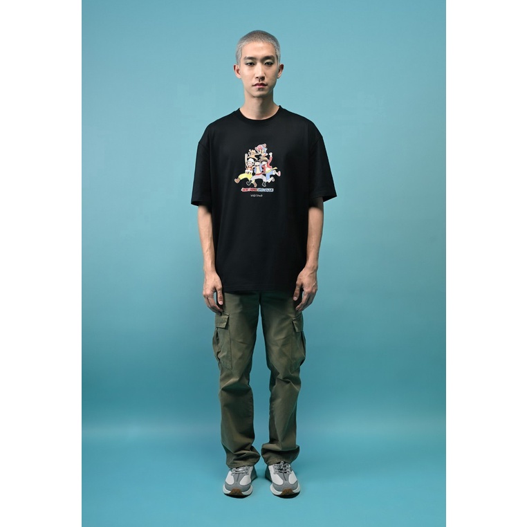 3Second x One Piece x Tahallats เสื้อยืดผู้ชายแขนสั้น Relaxed Fit Buggy Pirates 440924
