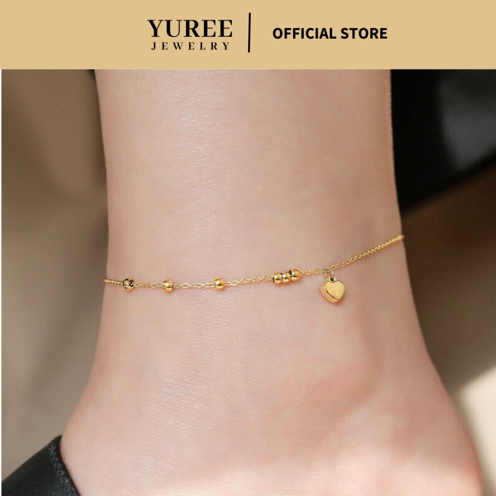 YUREE Nir Anklet Jewelry Love Titanium Anklet กําไลข้อเท้าหัวใจสแตนเลส