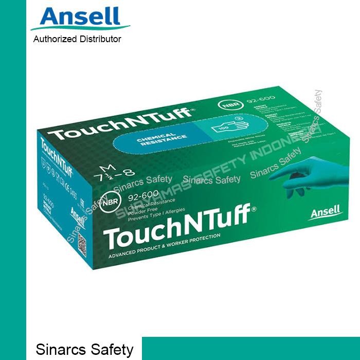 JTTOP" ANSELL TOUCHNTUFF SAFETY GLOVES 92-600 (PRICE FOR 1 กล่อง, 100 ชิ้น)