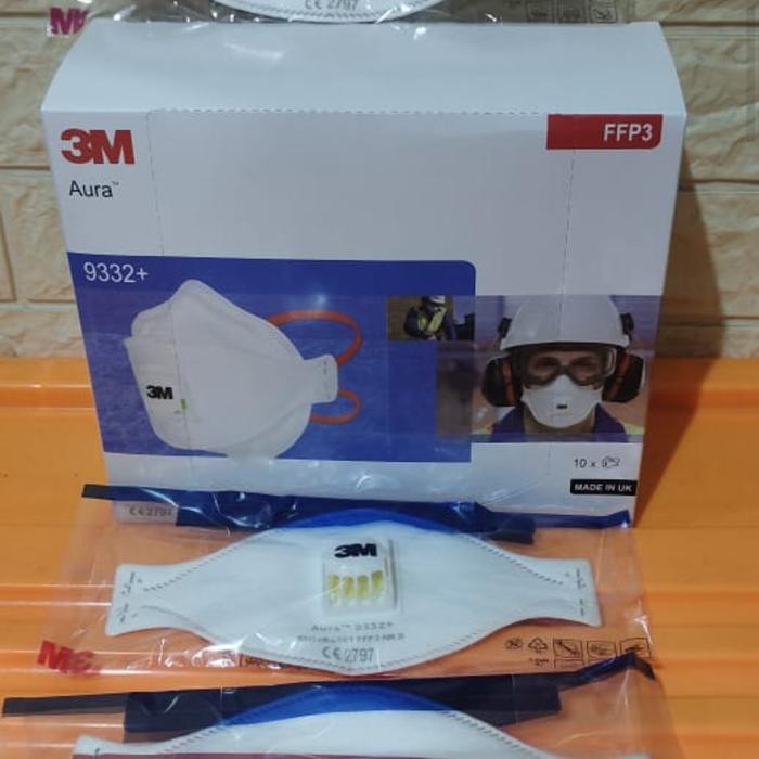 JTTOP" 3M MASK N95 AURA 9332+ FFP3 1 กล่อง CONTAINS 10 ชิ้น