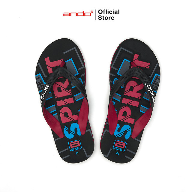 MERAH Ando Official Comax 02 Flip Flops สําหรับผู้ชาย - สีดํา/แดง