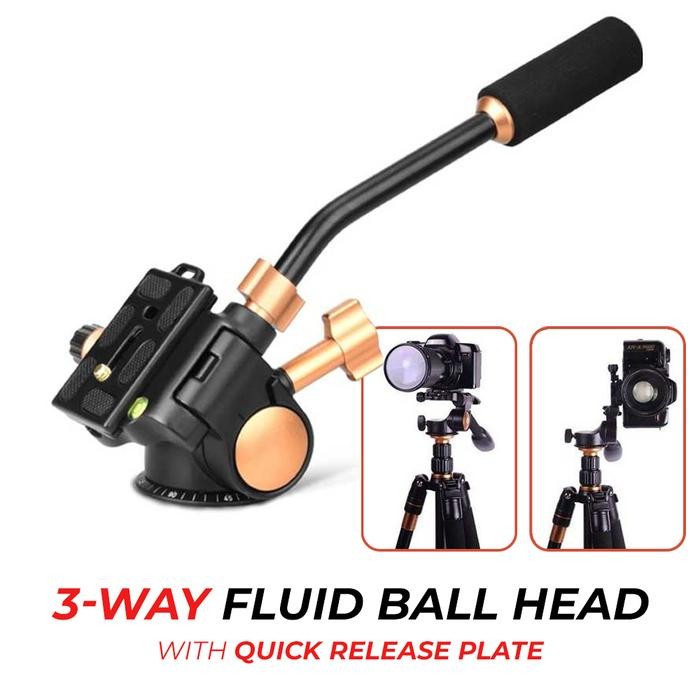 Shotix- Qzsd ขาตั้งกล้อง 3-Way Fluid Head Pro Video Panning Head - Q08S