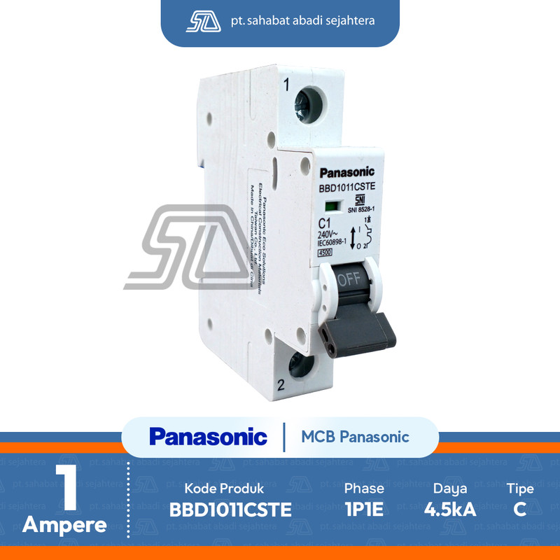 Panasonic MCB BBD1011COSTE 4.5kA 1P1E 1A C Type