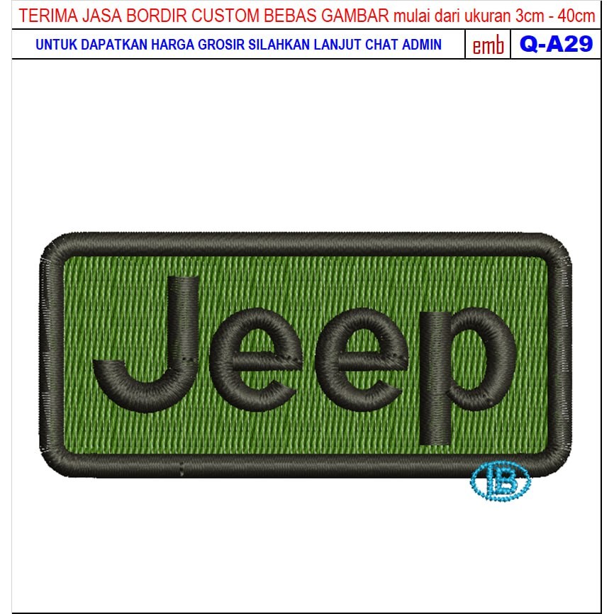 HD-157 JEEP EMBROIDERY PATCH TEXT NAME R MOTORCYCLES/RACING/CLUB
