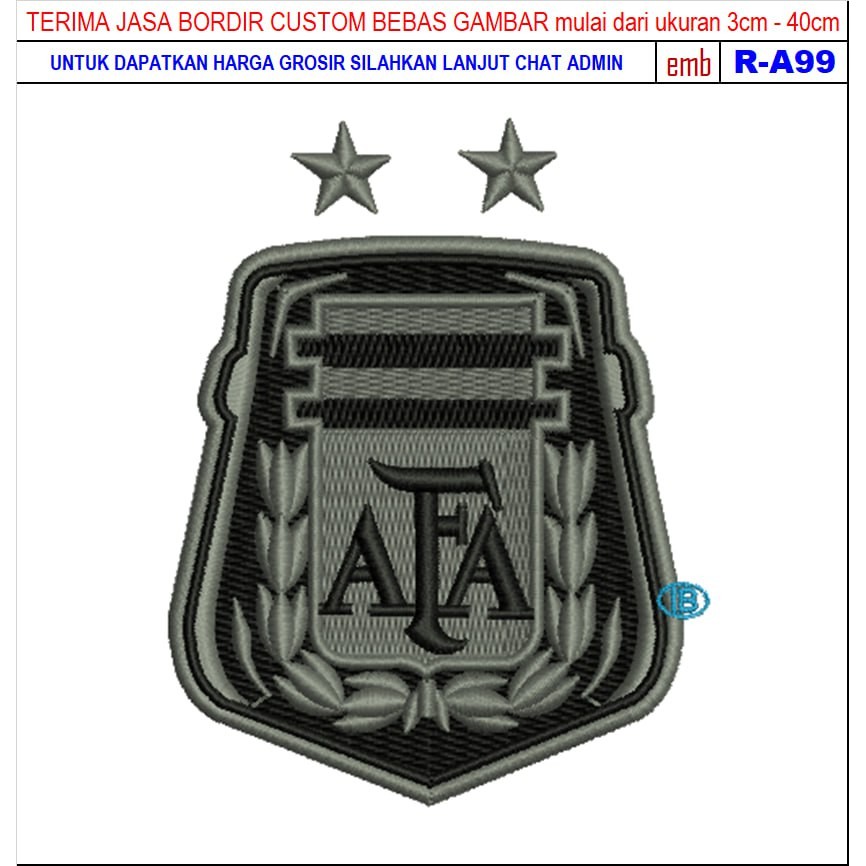 FC-86 AFA ARGENTINA NATIONAL BLACK 2 STAR FOOTBALL/CLUB EMBROIDERY PATCH ACCESSORIES