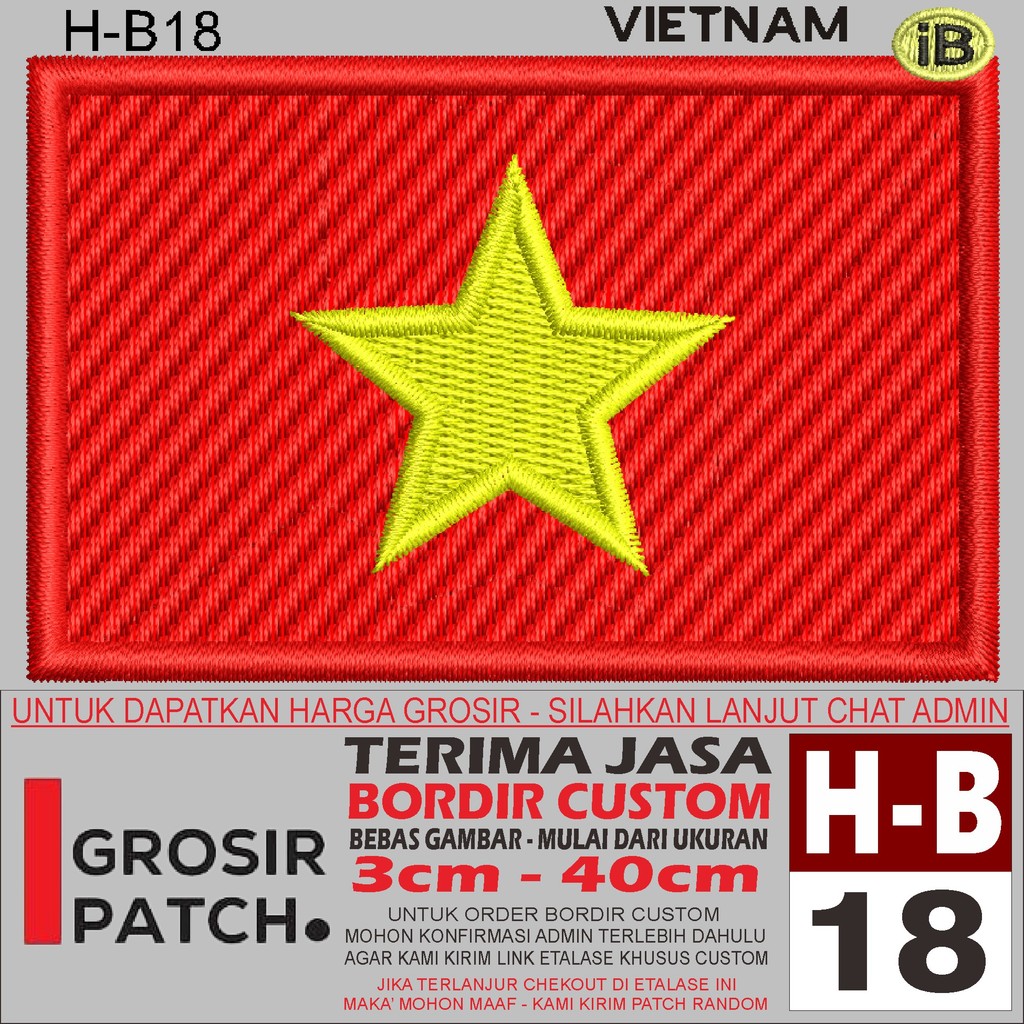 FL-18 PATCH EMBROIDERY โลโก้ H-B18 VIETNAM FLAG