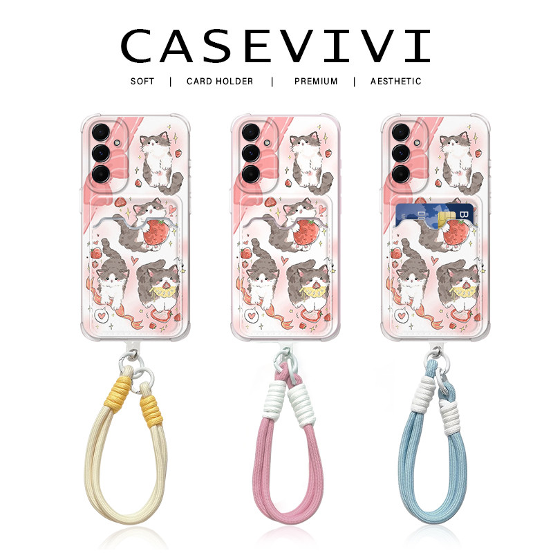 พรีเมี่ยมน่ารักสาวลูกแมวผู้ถือบัตรกรณีXiaomi Poco X7 Pro C75 C65 15 14 14T 11 12 Lite M5S M3 M4 M4 1