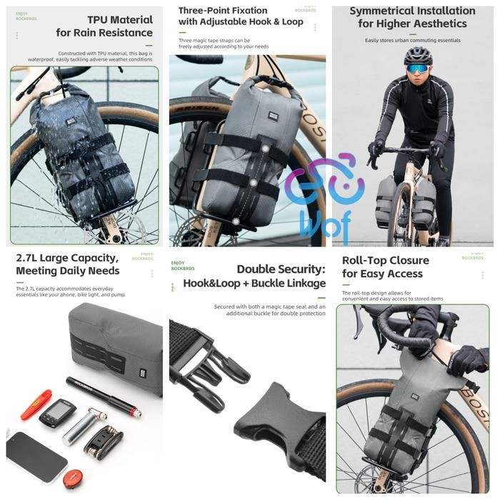 ที่สุด! ROCKBROS W013 2.7L FRONT FORK SHELF CARGO BAG