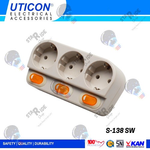 ปลั๊กกราวด์ 3-Prong + สวิตช์ UTICON S-138 SW S138SW