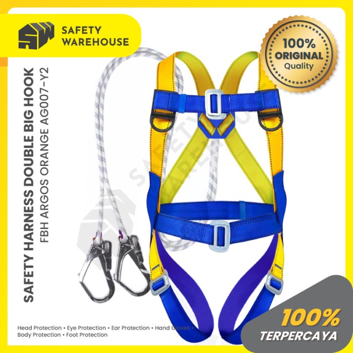 CRP - SAFETY HARNESS / FULL BODY HARNESS LANYARD DOUBLE BIG HOOK ARGOS