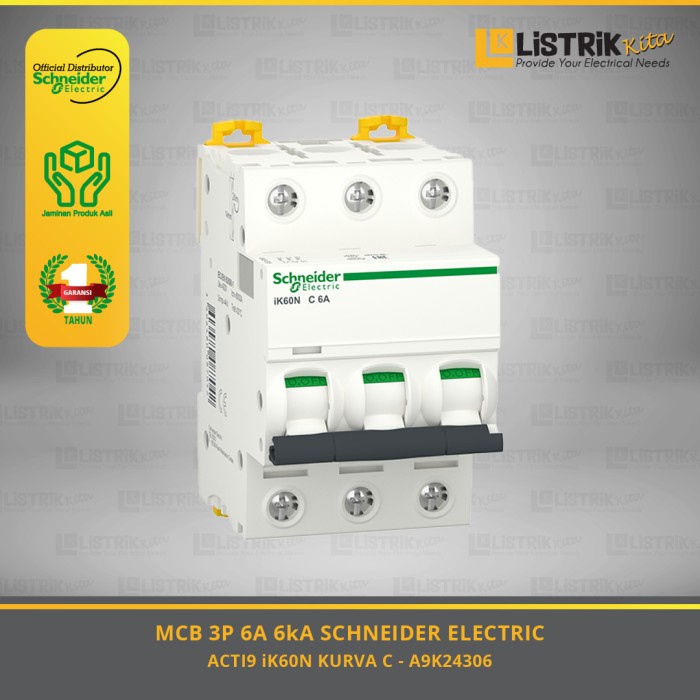 MCB SCHNEIDER iK60N 3P 6A 6kA C - A9K24306