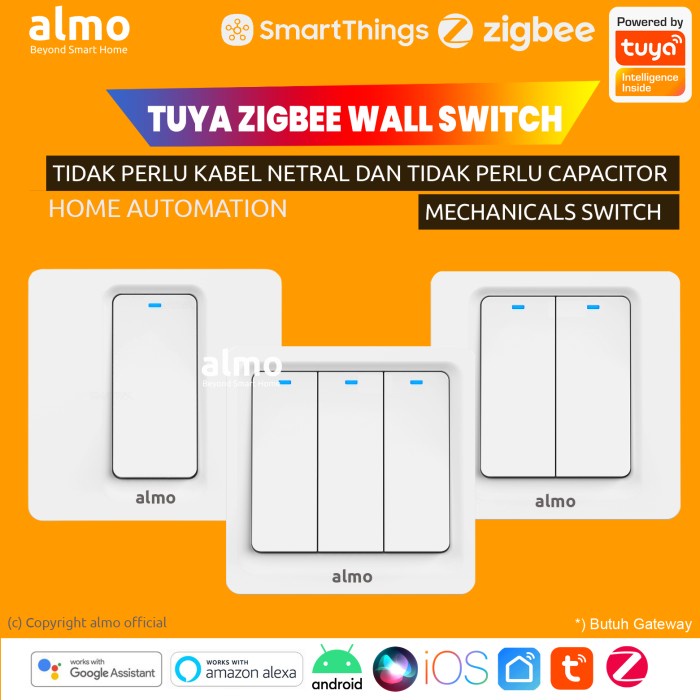 ALMO Tuya สมาร์ท ZigBee สวิตช์เครื่องกล Home Automation IoT Switch