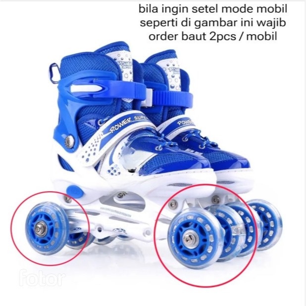 SKATE INLINE สําหรับเด็กและผู้ใหญ่ POWER SUPERB - ฟรีล้อ BAJAJ 2 ตัว