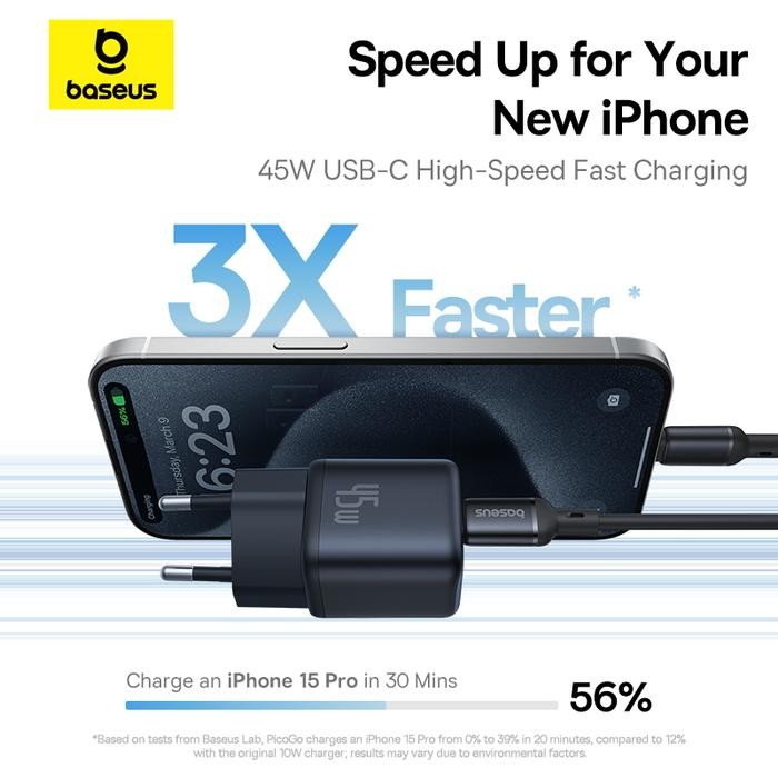 BASEUS PicoGo GaN Fast Charger 1C 45W EU Head Charge Adapter Power Adapter iphone Charger