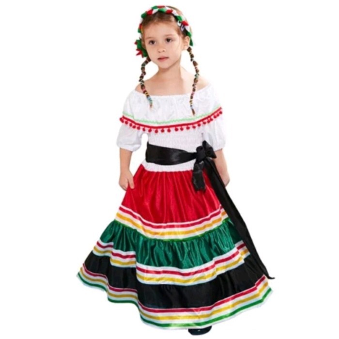 ต้นฉบับ MEXICO COSTUME TRADITIONAL GIRL / MEXICO เสื้อผ้าสําหรับ CHILDREN
