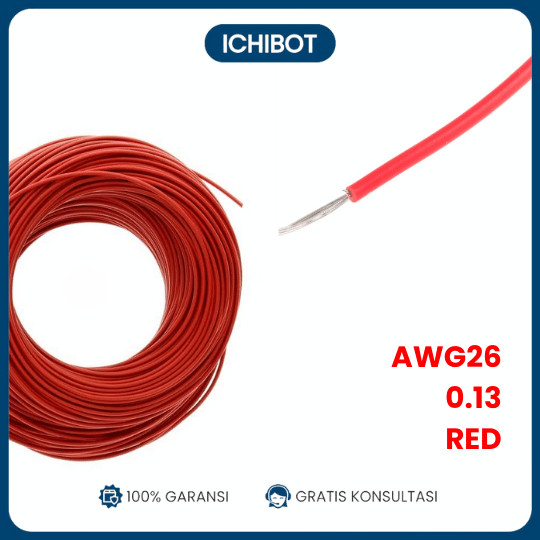 MERAH AWG26 สายซิลิโคนแบบยืดหยุ่นสีแดง 0.13 26AWG AWG 26