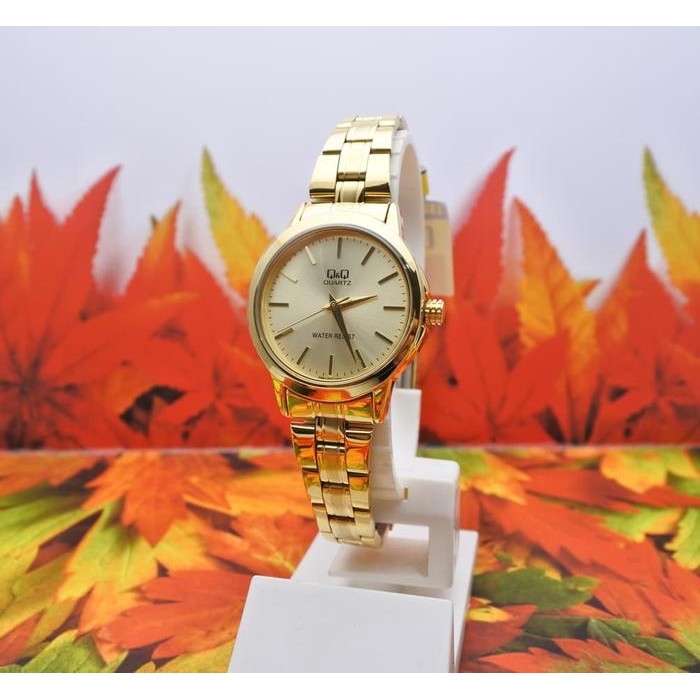 รับประกัน Q&Q QNQ QQ ANALOG GOLD CHAIN WATCH Q861J010Y ORIGINAL CODE 1239
