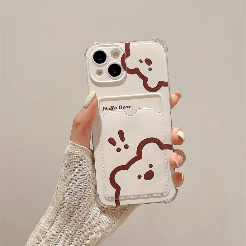 Anti Crack Card Holder Bear Aesthetic Casing Hp Oppo A6x A6s A6t A6 Pro 5G 14F A3X Reno 13F 13 5G A1