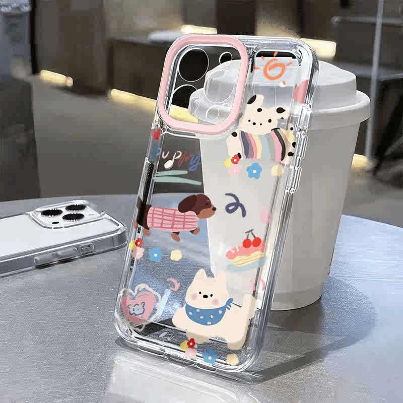 HP Soft Flower Puppy Cake For Case Iphone 17 Air 17 Pro Max 11 13 Pro Max 16E 15 Pro Max 7 8 Plus Ip