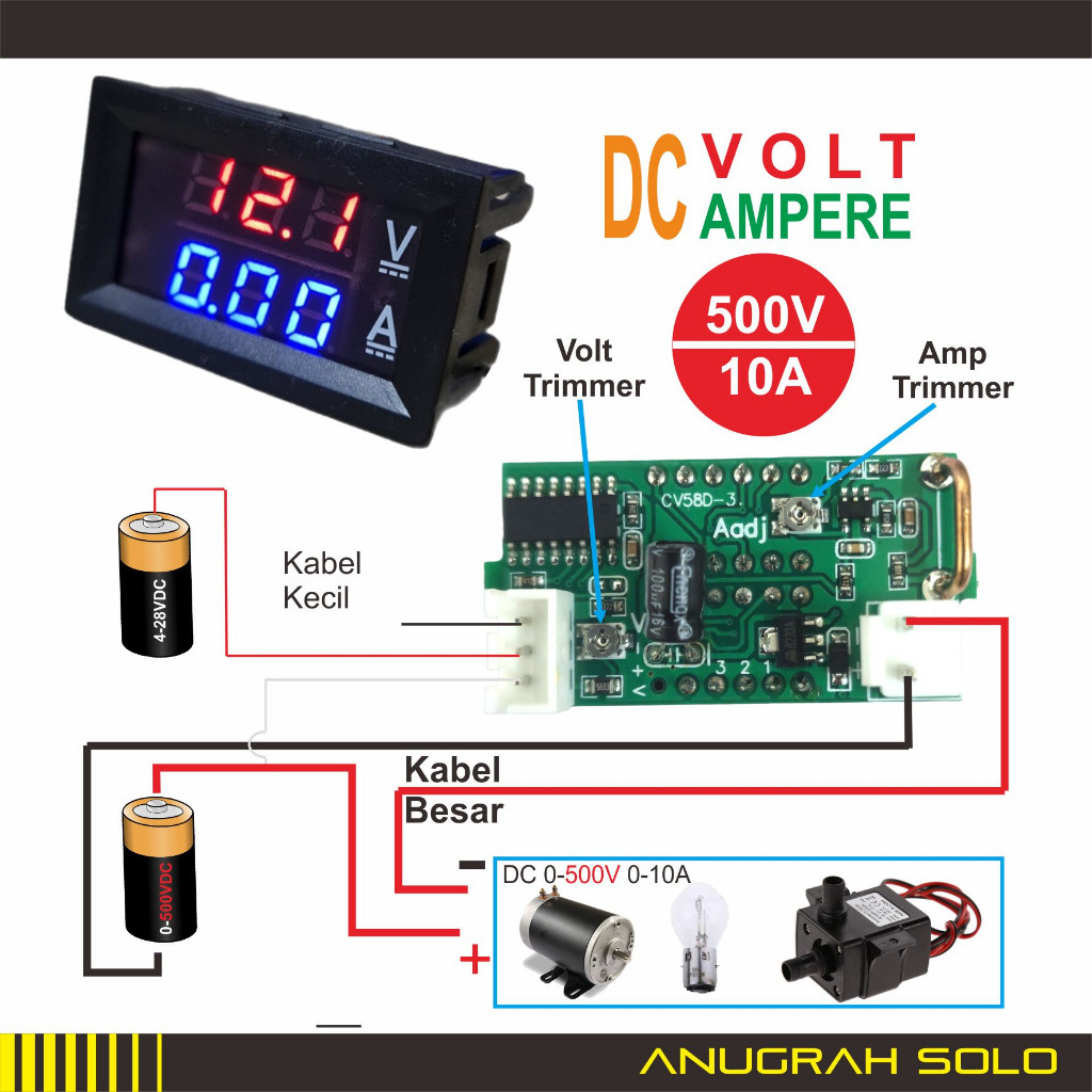 Combo DC Voltmeter Ampere Meter 500V 10A DC Volt Ampere Meter [พรีเมี่ยม]