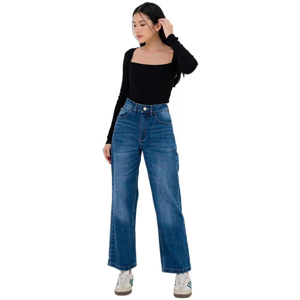 WAREHOUSE My LaVra Baggy Jeans for Women Highwaist Retro Ocean Blue