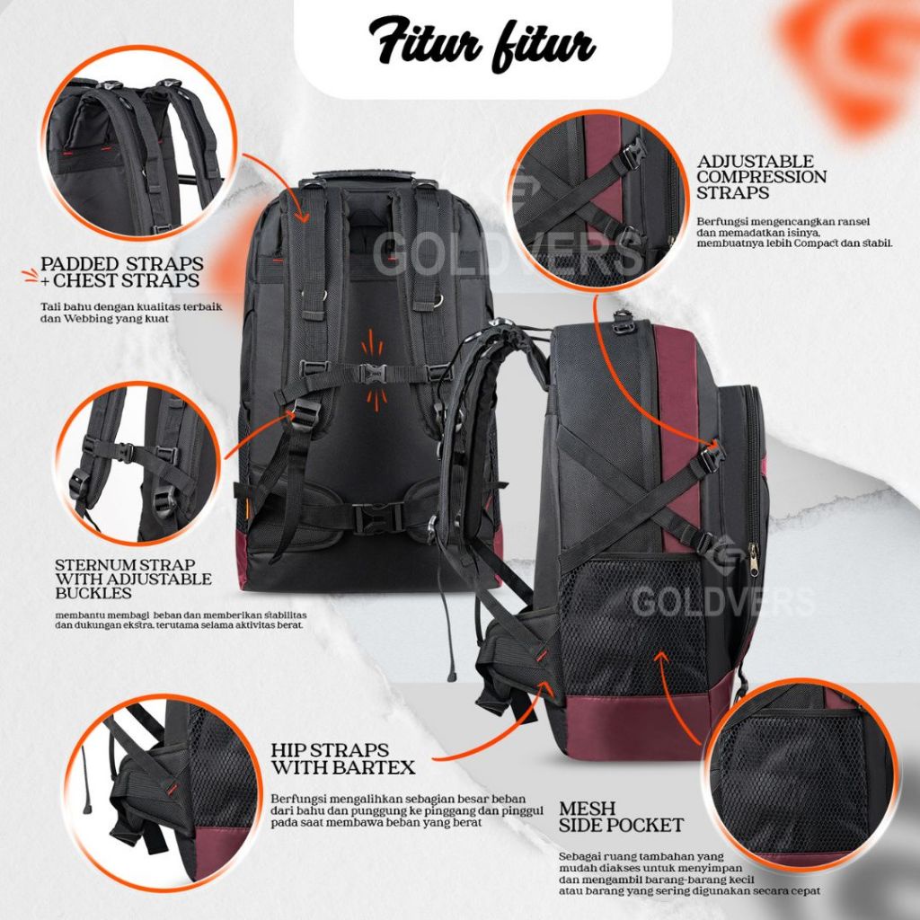 ข้อเสนอที่ดีที่สุด GOLDVERS - WESTENSENS Mens Jumbo Parachute LC Official Brand Carrier Backpack