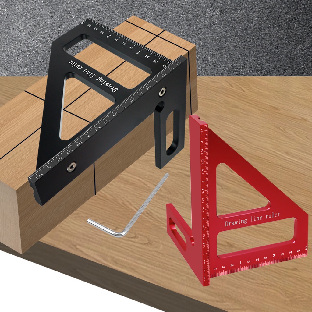 นิ้ว 45 และ 90 องศาอลูมิเนียม Miter ไม้บรรทัดสามเหลี่ยม - Precision 3D Multi Angle Layout เครื่องมือ
