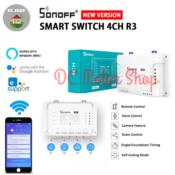 Sonoff 4CH - สวิตช์ Din Rail WiFI 4 ช่อง [SMART HOME]