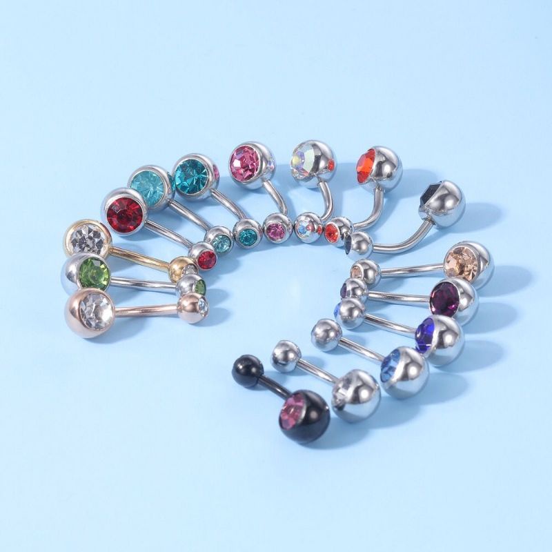 JolitaFash- PIERCING BELLY STAINLESS COLOR ZIRCON EARRINGS