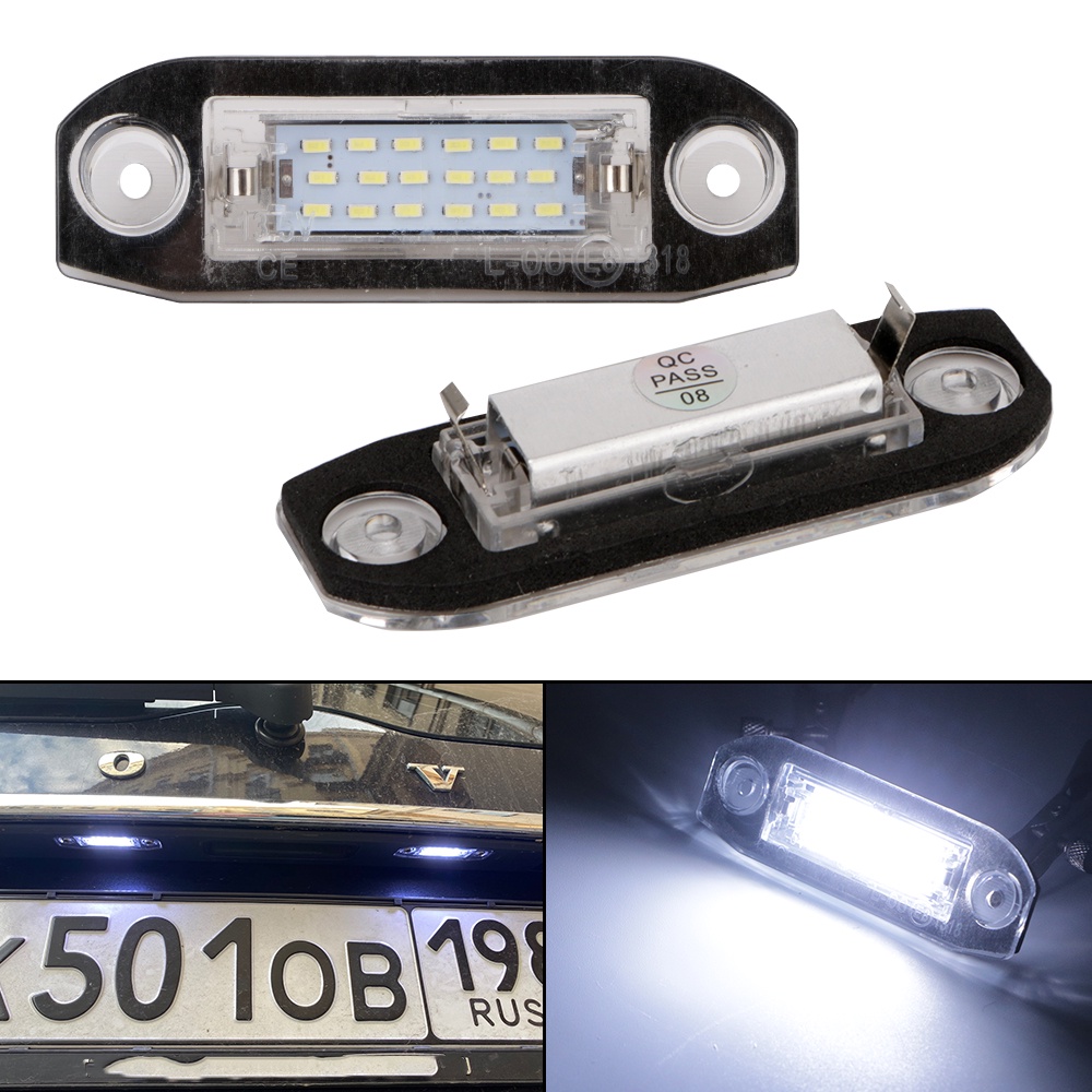 ป้ายทะเบียนรถยนต์จํานวนไฟ Car-Styling Canbus ข้อผิดพลาดฟรี 2 ชิ้น LED 12V สําหรับ Volvo S80 XC90 S40
