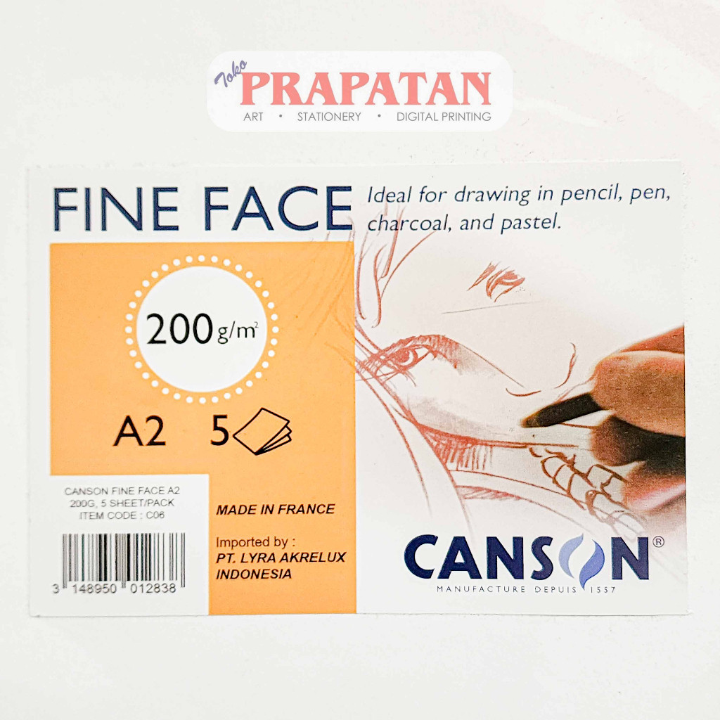 กระดาษวาดภาพ Canson Fine Face A2 กระดาษวาดภาพ 200 แกรม