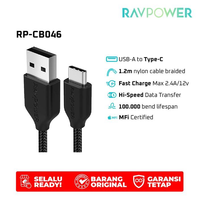 Exh - Ravpower Rp-Cb046 Usb-A To Type -C 3.3Ft/1M Cable สีดํา