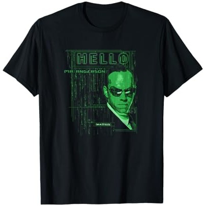 เสื้อยืด The Matrix Agent Smith Hello Mr Anderson รหัสดรอป |OjlmqSMd|