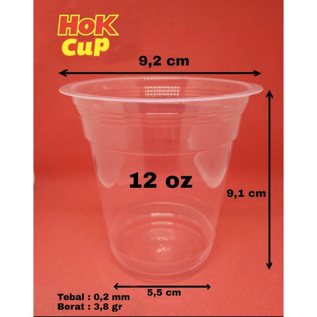 [50 ชิ้น] HOK Pop Ice Cups ขนาด 12oz / Pop Ice ถ้วยพลาสติกใส / ถ้วย Pop Ice