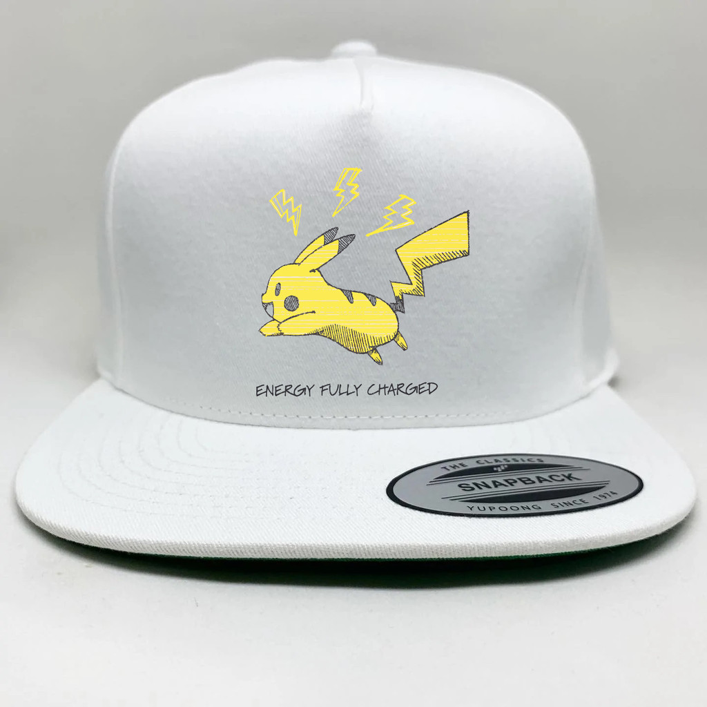Pokemon Pikachu Energy หมวก snapback UT ชาร์จอย่างเต็มที่