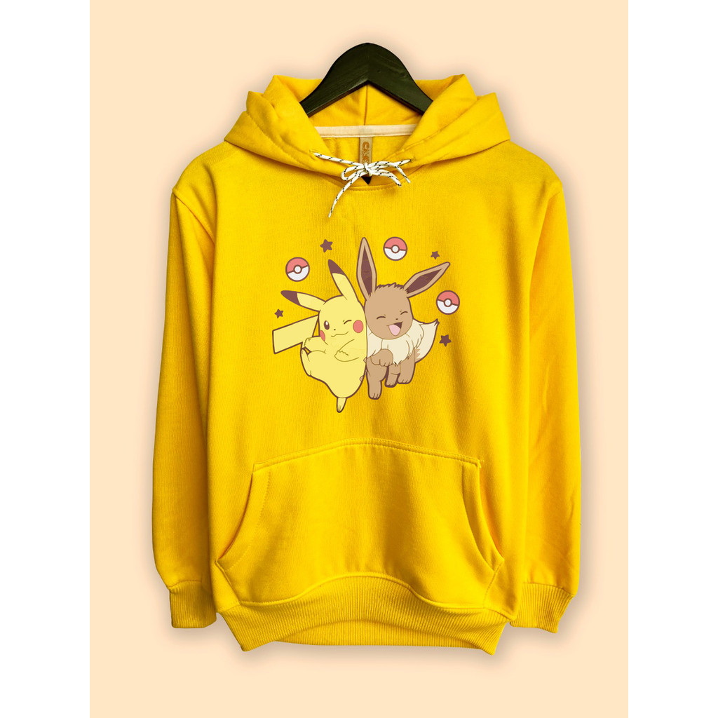 Pokemon Pikachu Vs Eevee น่ารัก Pokeball UT เสื้อกันหนาวมีฮู้ด
