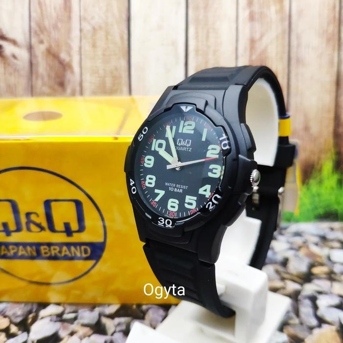 รับประกัน Q&Q QNQ QQ BLACK RUBBER ANALOG WATCH VP84J002Y ORIGINAL CODE 1345