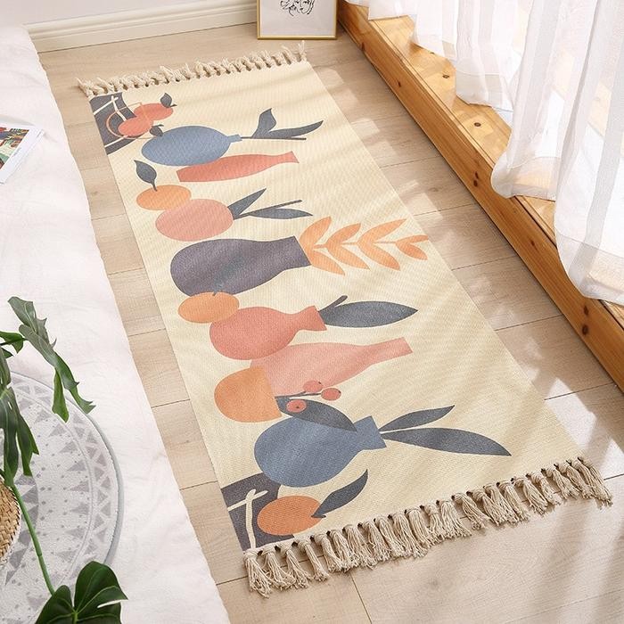 CARPET FLOORMAT TASSEL Floor CARPET 60 X 150 CM - BOHEMIAN FLOOR TASSEL CARPET - G MOTIF หนา เย็นสบา