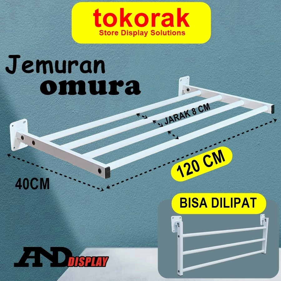 GANTUNA 120 ซม. FOLDING WALL CLOTHING RACK 4 ROWS PRACTICAL FOLDING CLOTHING RACK WALL