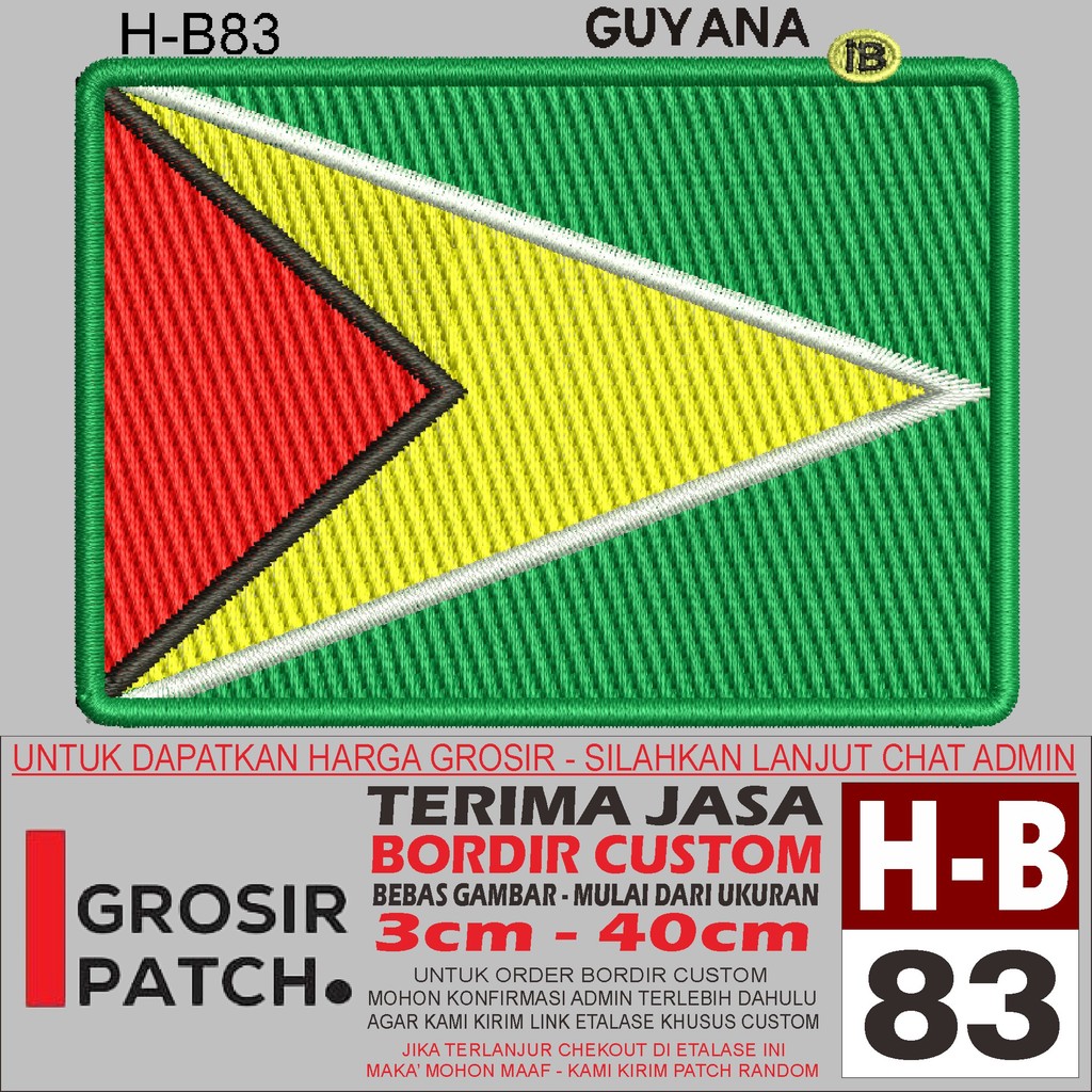 FL-83 H-B83 GUYANA FLAG LOGO EMBROIDERY PATCH