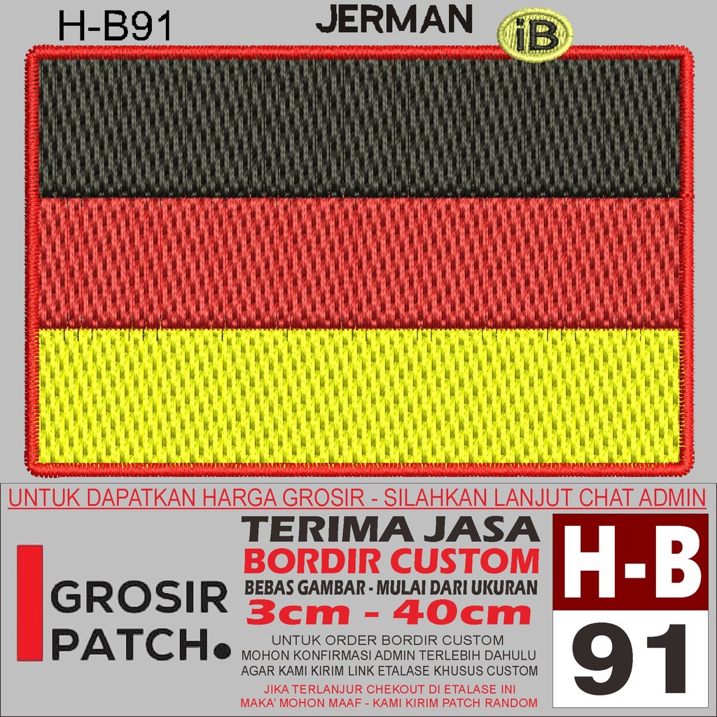 FL-91 PATCH EMBROIDERY โลโก้ HB91 GERMANY FLAG/FLAG