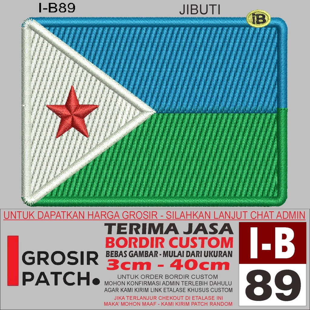 FL-189 I-B89 JIBUTI FLAG LOGO EMBROIDERY PATCH