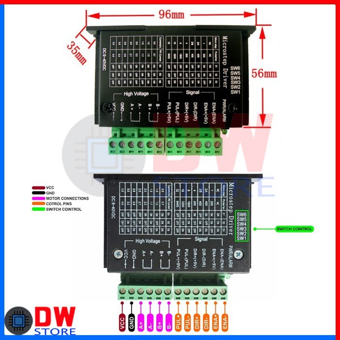 ไดร์เวอร์มอเตอร์ Stepper Controller TB6600 TB 6600 Nema 17 23 57 86 42V 4A อัพเกรด 32 ส่วน