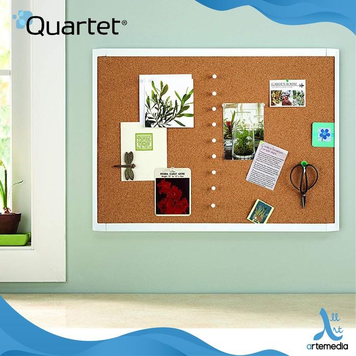 [Deli Atk] Quartet Bulatin Board - Oak Cork Whiteframe Board 43Cmx58.5Cm